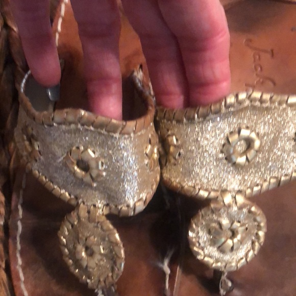 Jack Rogers Gold Glitter Sparkle Classic Sandals - Picture 1 of 7
